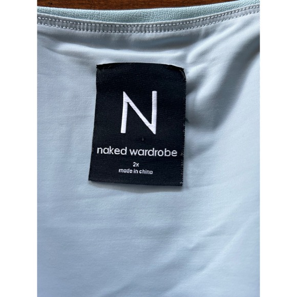 Naked Wardrobe Light Blue Square Neck Thong Bodysuit Size 2X - Picture 3 of 6